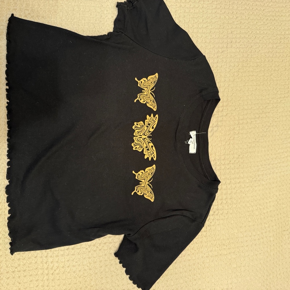 Grayson Threads Black Crop Top with Gold Design